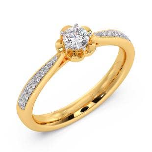 Floral Trance Solitaire Diamond Ring