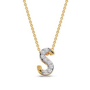 S Initial Alphabet Diamond Pendant