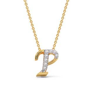 P Initial Alphabet Diamond Pendant