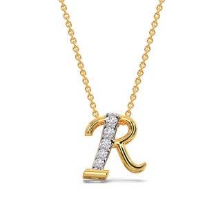 R Initial Alphabet Diamond Pendant
