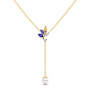 Fairy Queen Pearl Diamond And Gemstone Lariat Necklace