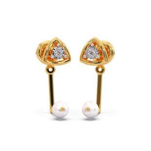 Dynamic Triangle Pearl Diamond Earrings