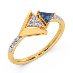 Isosceles Triangle Diamond And Gemstone Ring