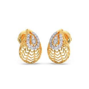 Leaf Cocoon Diamond Stud Earrings