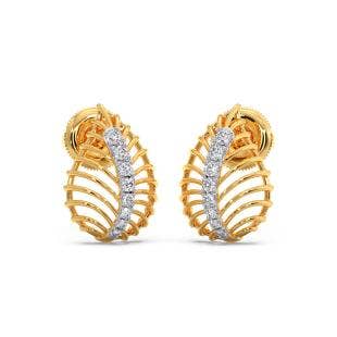 Winter Leaves Diamond Stud Earrings