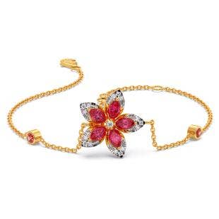 Fragrant Flower Diamond And Gemstone Chain Bracelet