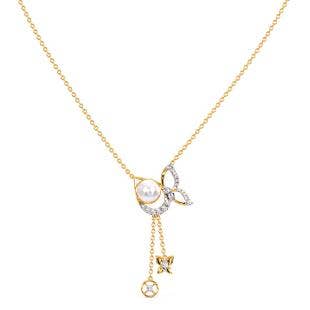 Pearl Wings Diamond Lariat Necklace