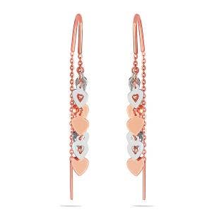 Strawberry Hearts Gold Sui Dhaga Earrings