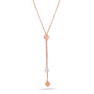 Strawberry Hearts Gold Lariat Necklace