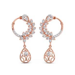 Petiole Diamond Hoop Earrings