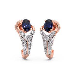 Gleaming Diamond And Gemstone Half Hoop Earrings