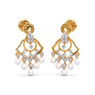 Ratnangi Pearl Diamond Chandbali Earrings