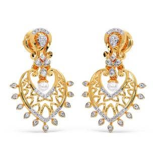 Lehja Pearl Diamond Chandbali Earrings