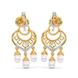 Jharoka Pearl Diamond Chandbali Earrings