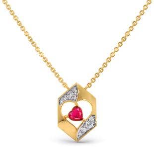 Red Heart Diamond And Gemstone Pendant Necklace