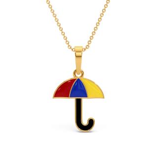 Colourful Umbrella Kids Gold Pendant