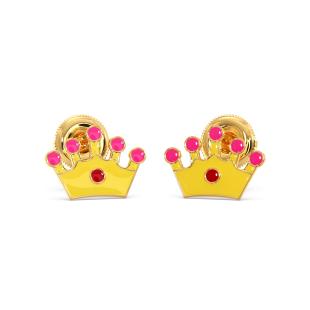 Princess Tiara Kids Gold Earrings