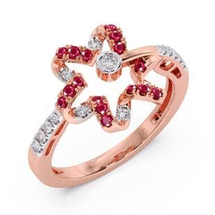 Flow Strip Diamond And Gemstone Ring