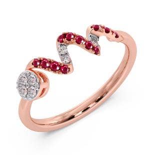 Snakelet Diamond And Gemstone Ring
