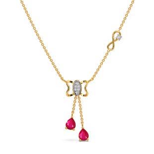 Butterfly Diamond And Gemstone Lariat Necklace