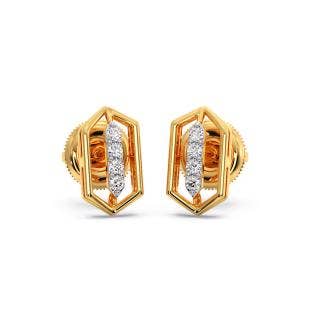 Sterling Hex Diamond Stud Earrings