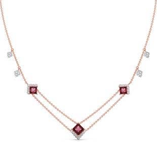 Abhaya Diamond And Gemstone Collar Charm Necklace