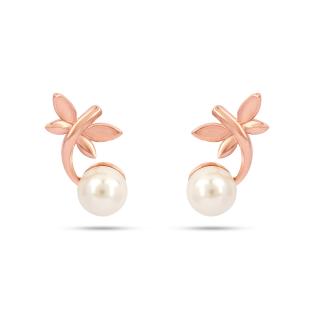 Frazzle Pearl Gold Stud Earrings