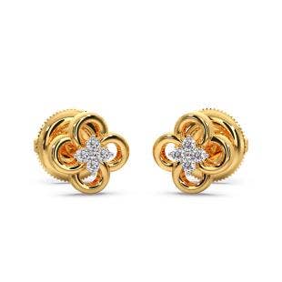 Tiny Floral Diamond Stud Earrings