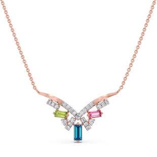 Colorful Diamond And Gemstone Pendant Necklace