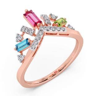Sparkling Colorful Diamond And Gemstone Ring