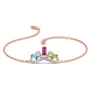 Colorful Diamond And Gemstone Chain Bracelet