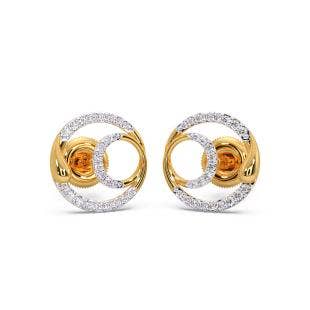 Spiral Circle Diamond Stud Earrings