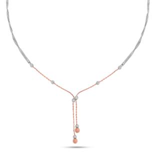 Ainaza Platinum And Rose Gold Lariat Necklace