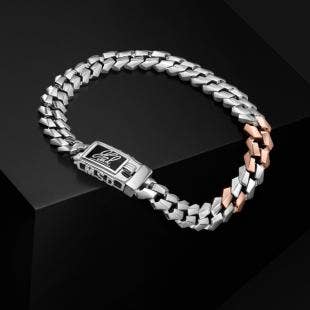 MS Dhoni Double Cuban Link Fusion Platinum Bracelet For Men