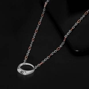 Mahi Signature Fusion Ring Pendant Platinum Chain For Men