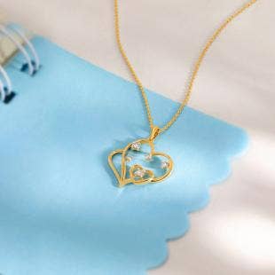 Dual Heart Diamond Pendant With Chain