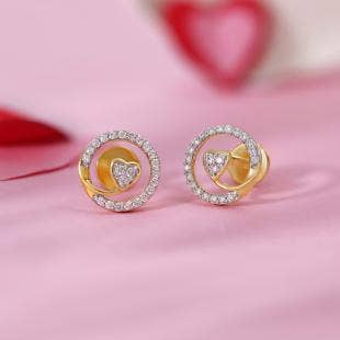 Encircling Love Heart Diamond Stud Earrings