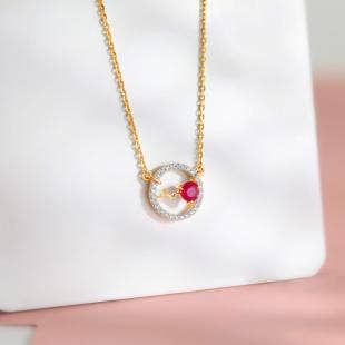 Lovers Heart Beats Diamond And Gemstone Pendant Necklace