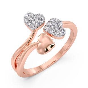 Triple Diamond Heart Ring