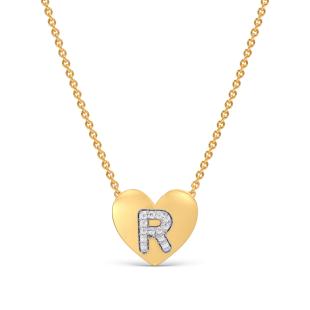 R Initial Diamond Pendant Necklace