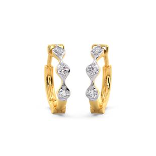 Wave Rhythm Diamond Hoop Earrings