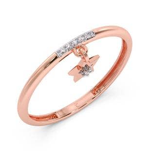 Sterling Star Diamond Charm Ring