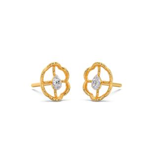 Sterling Floral Diamond Stud Earrings