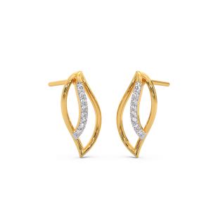 Beautiful Leaf Diamond Stud Earrings