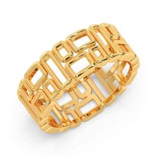 Box Cut Gold Mens Ring