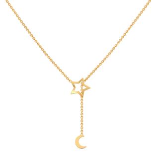 Celestial Nightfall Gold Lariat Necklace