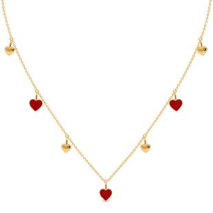 Floating Hearts Gold Charm Necklace