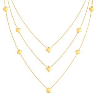 Multi Flower Trail Gold 3 Layered Necklace