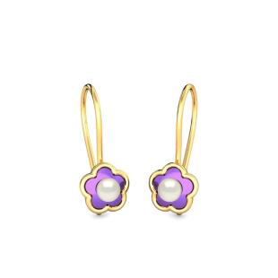 Tiny pearls floral Gold Earrings for kids