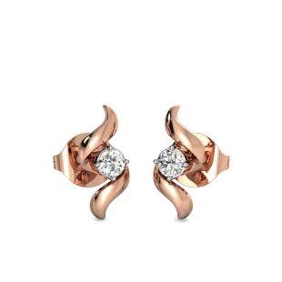 Wavey Solitaire Diamond Earrings
